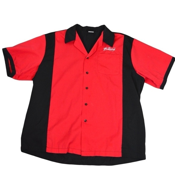 Hilton Cruiser Retro Bowling Shirt Budweiser Red/Black Size XL Rockabilly - Picture 1 of 7